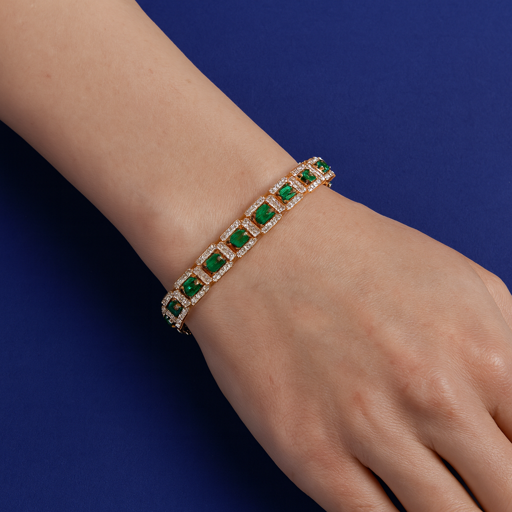Emerald Green Statement Gold Bracelet