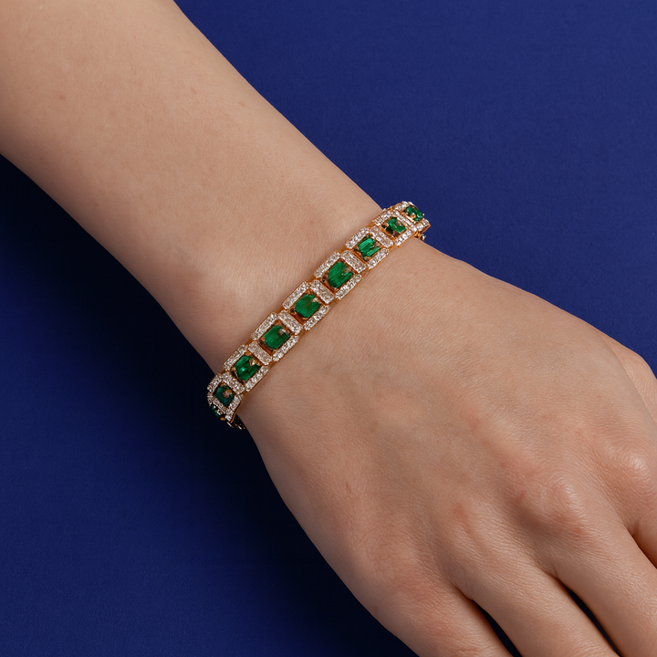Emerald Green Statement Gold Bracelet
