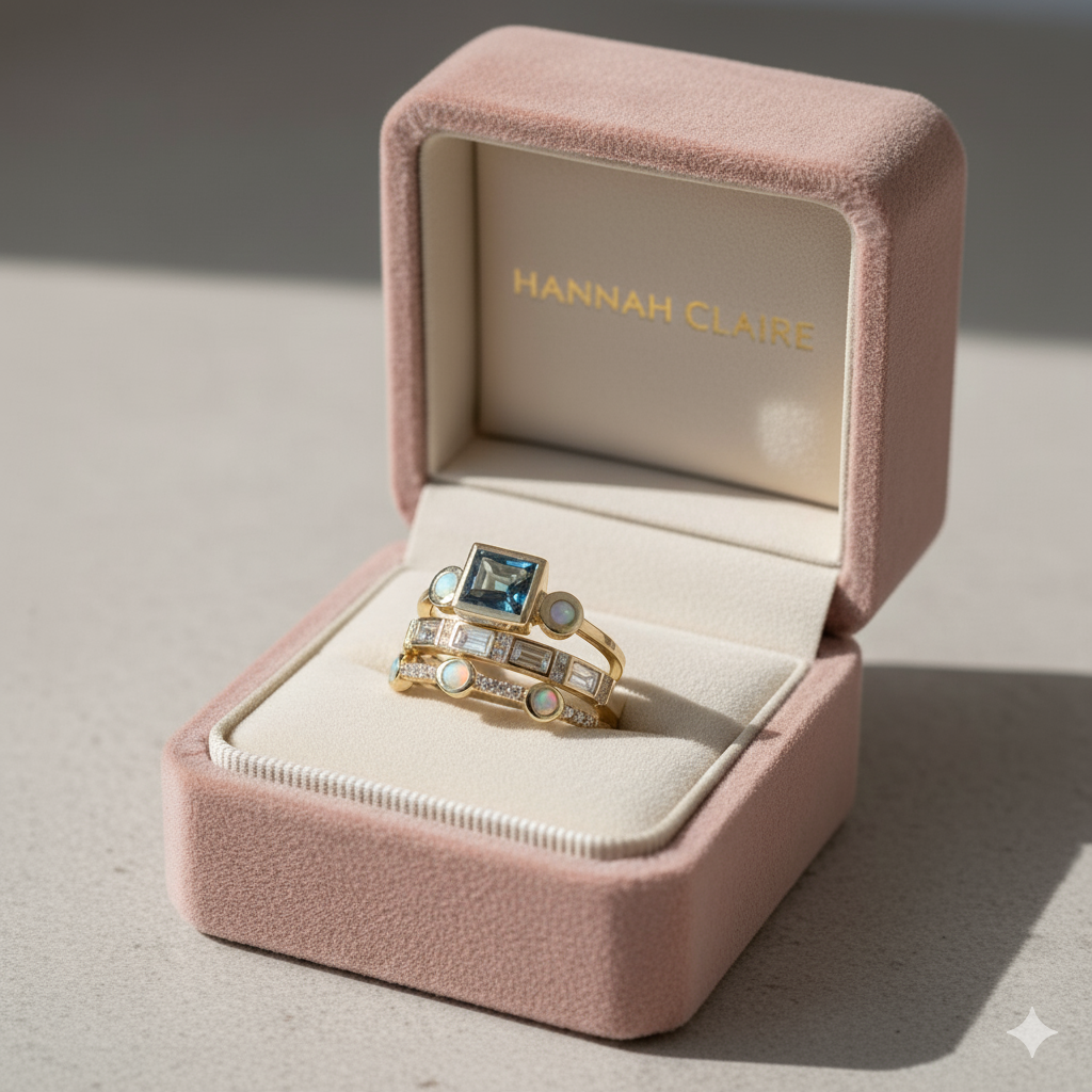 Vintage Blue Crystal Ring Set